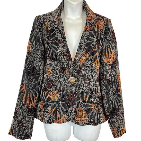 Coldwater Creek Womens Whimsigoth Velvet Floral Suit Jacket Blazer Ribbed sz S - Picture 1 of 16